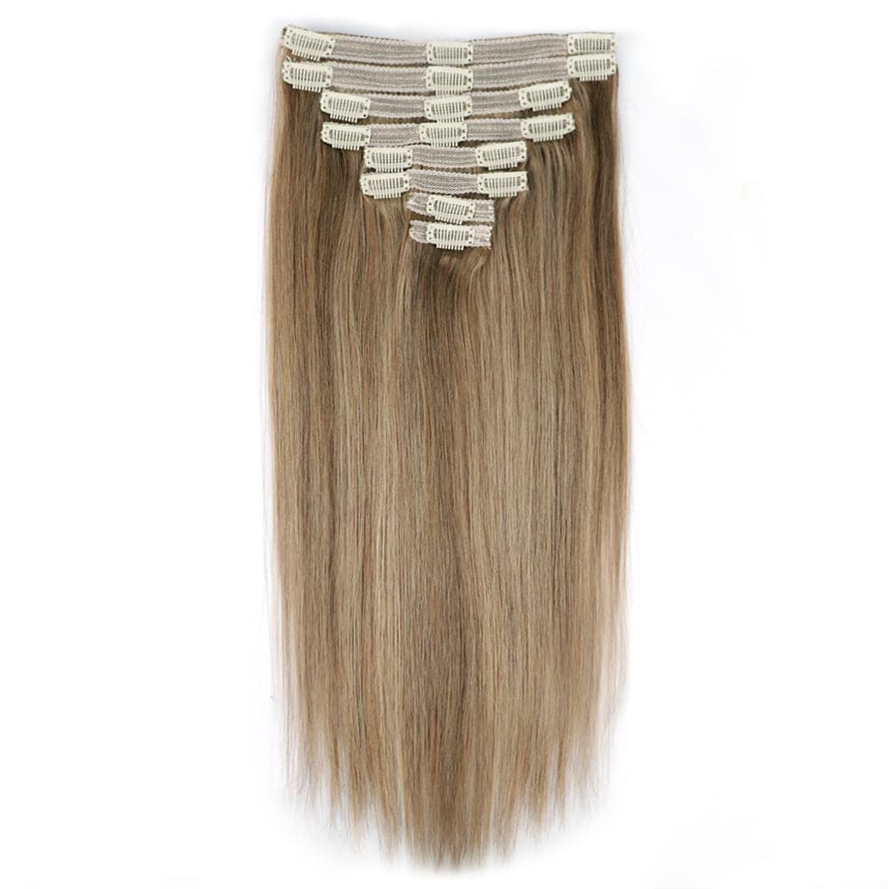 Sterly #6/27 Highlight Straight Clip-in Human Hair 8 Pices With 18 Clips 120g