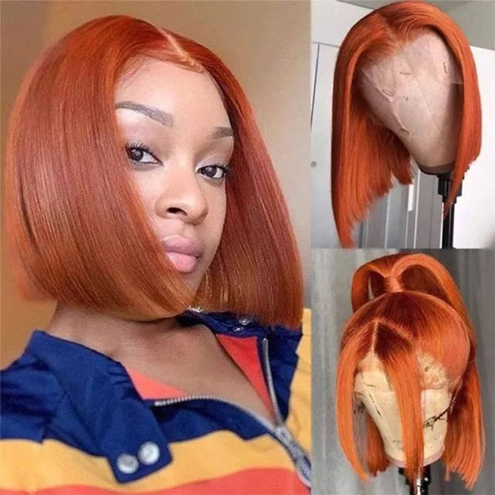 Sterly Straight Colored Short Bob Wig Orange Ginger Human Hair Wigs For Black Women - sterlyhair
