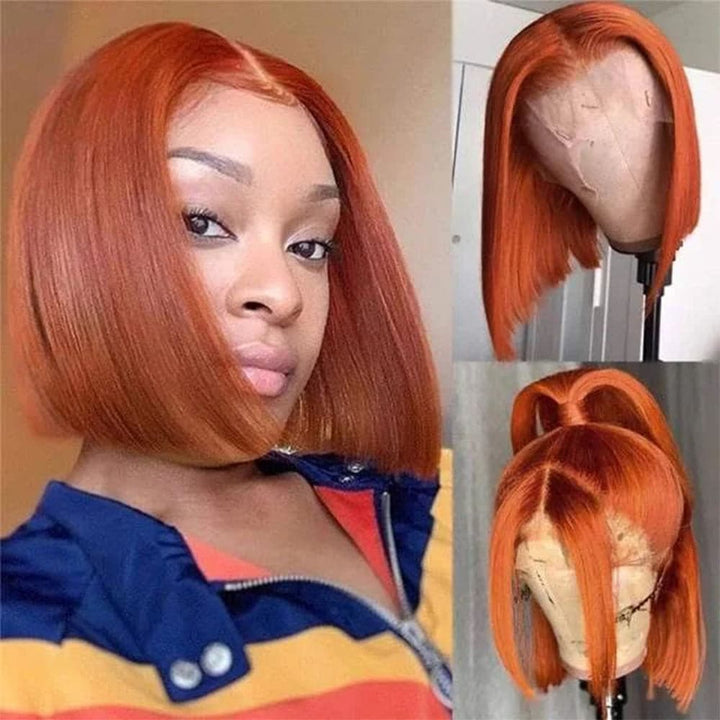 Sterly Straight Colored Short Bob Wig Orange Ginger Human Hair Wigs For Black Women - sterlyhair