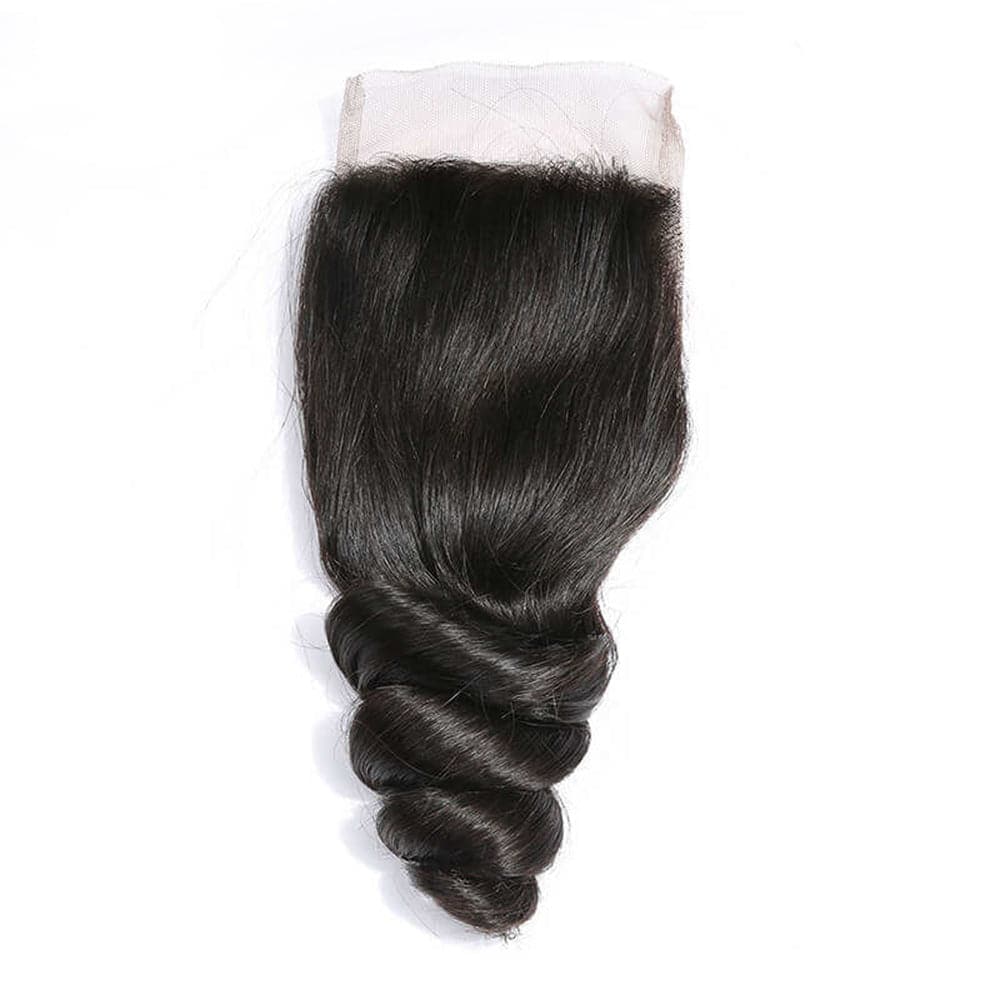 Sterly Hair 3 Bundles Loose Wave Virgin Hair with 4×4 Transparent Lace Closure