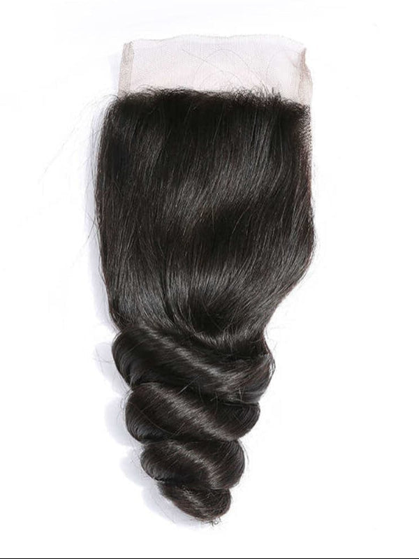 12A Bundles With Closure | 3 Bundles Loose Wave Virgin Hair with 4×4 Transparent Lace Closure - sterlyhair