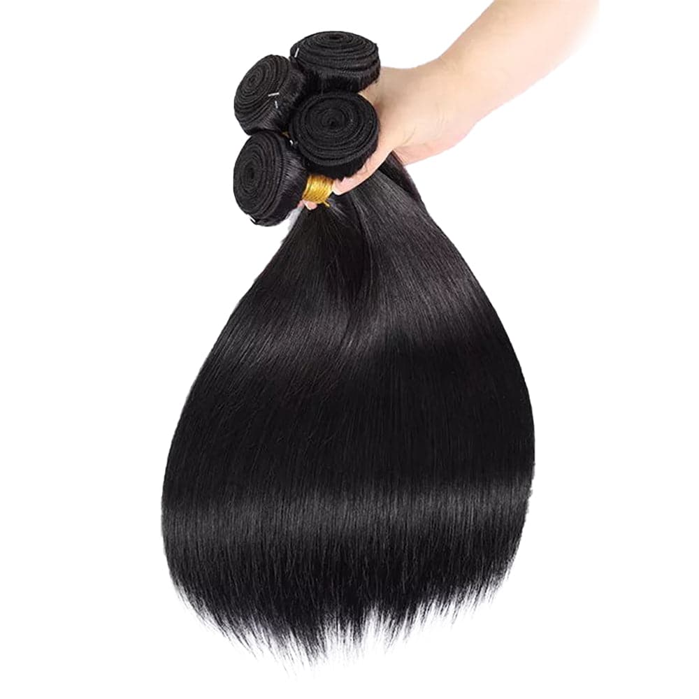 Sterly Straight Human Hair Weave Human 6 Bundles With Two 4×4 Lace Closure