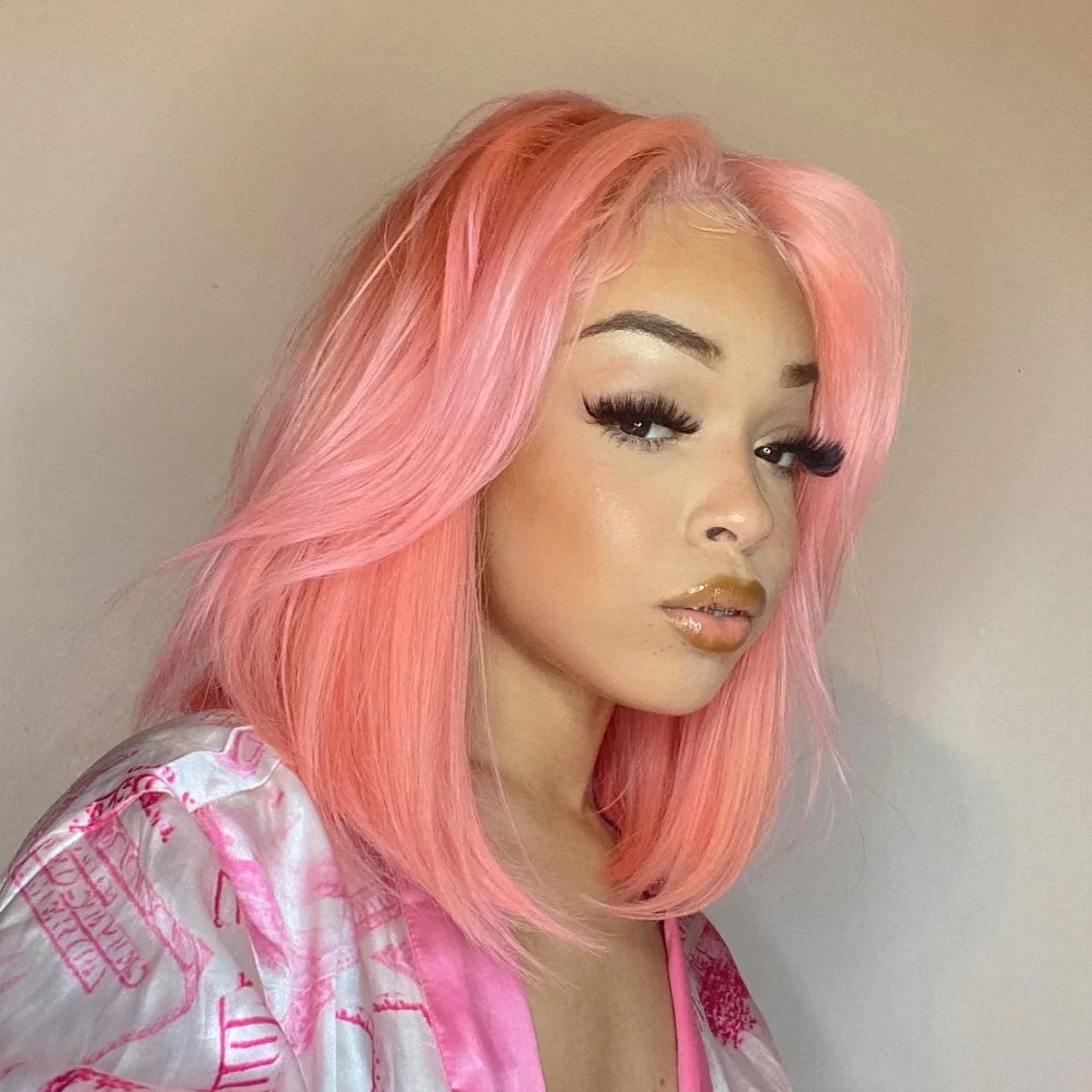 Sterly Pink Color Bob Lace Front Wig Colored Human Hair Bob Wigs