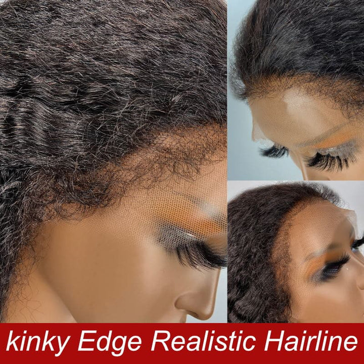 Type 4C Edges Wig | Sterly Yaki Straight Glueless 13×6 Lace Frontal Human Hair Wigs - sterlyhair