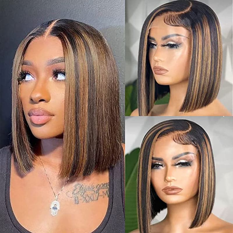 Sterly Straight Ombre #FB30 Highlight Color Lace Frontal Bob Wigs