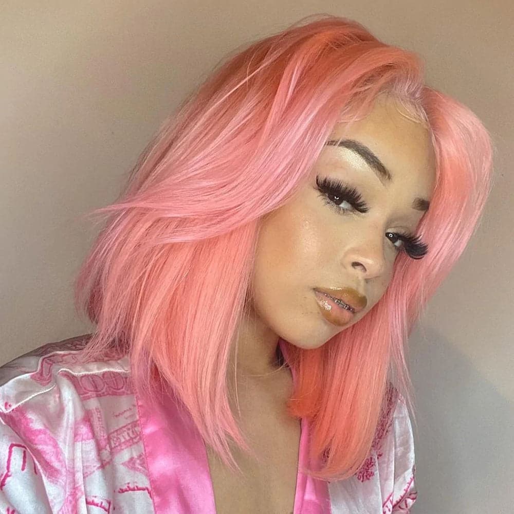 Sterly Pink Color Bob Lace Front Wig Colored Human Hair Bob Wigs - sterlyhair