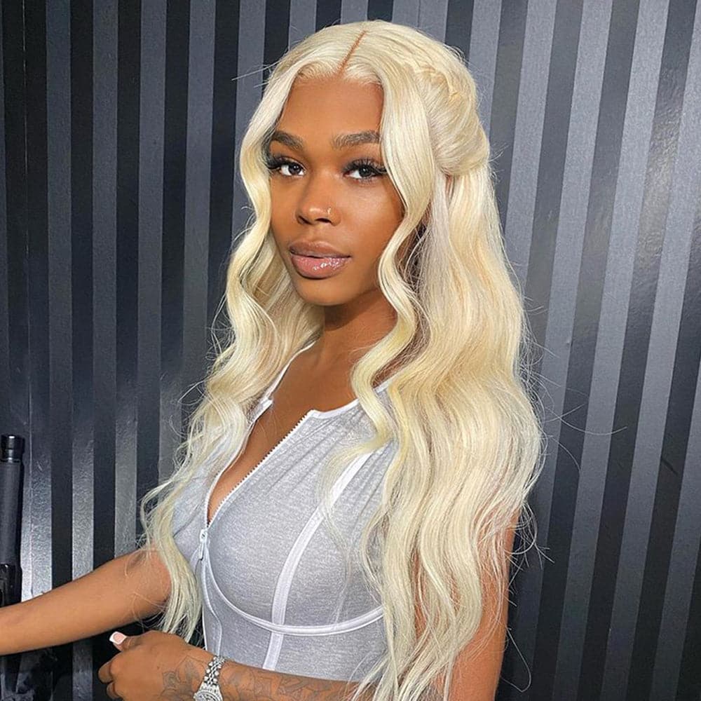 Sterly Hair 100% Human Hair 613 Blonde Body Wave 4×4/5x5 Lace Closure Wig