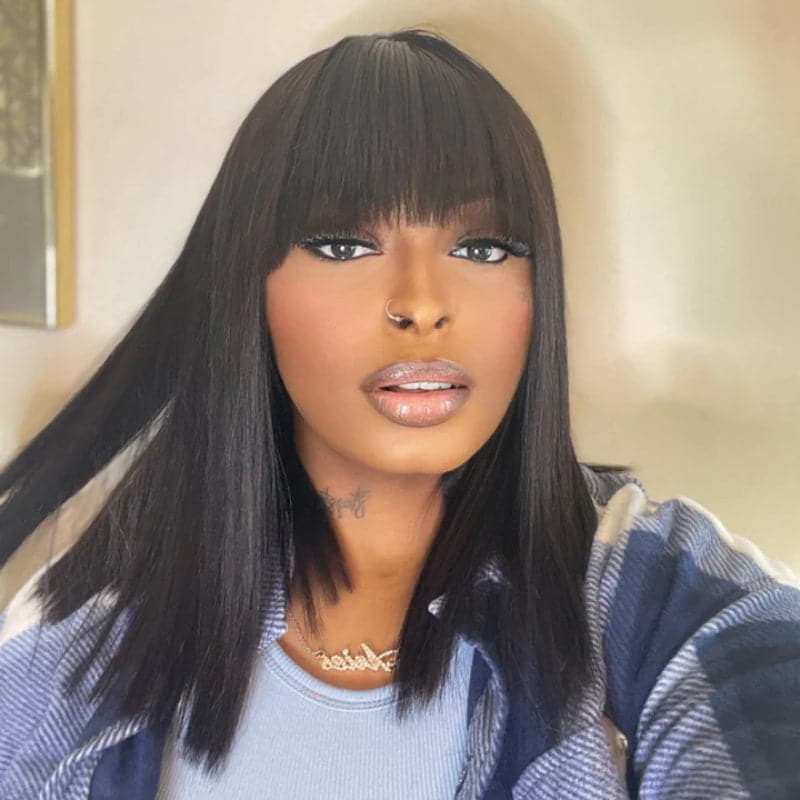 Sterly Wear And Go Glueless Bob Wigs With Bang 13×6 Yaki Straight Bob Wigs - sterlyhair