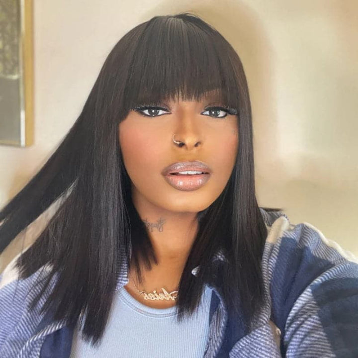 Sterly Wear And Go Glueless Bob Wigs With Bang 13×6 Yaki Straight Bob Wigs - sterlyhair