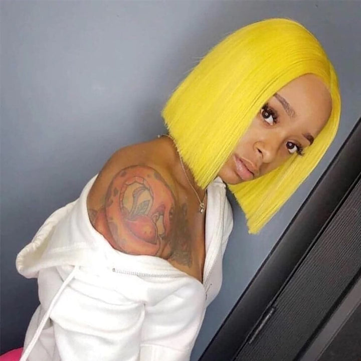 Sterly Yellow Wig Straight Short Bob Human Hair - sterlyhair