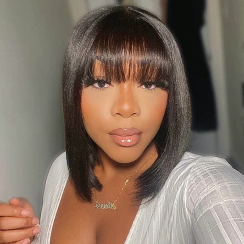 Sterly HD Lace Wear And Go Glueless Bob Wigs With Bang 4×4/13×6 Yaki Straight Bob Wigs