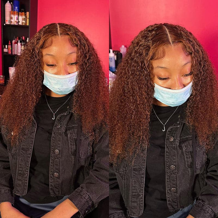 Sterly Glueless 13x6 Curly Wave Wig HD Lace Chocolate Brown Human Hair Wigs 180% Density - sterlyhair