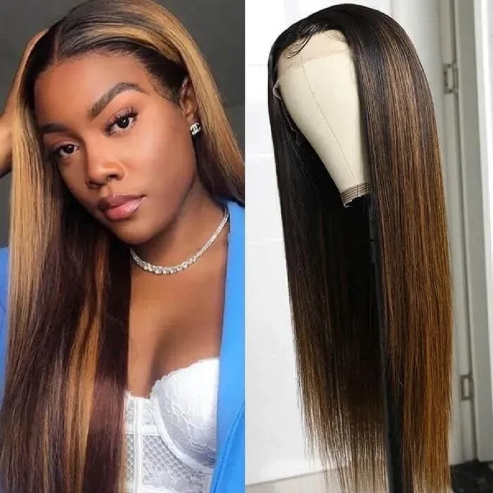 Sterly #FB30 Balayage Colored Highlight Wig Transparent Lace Straight Frontal Wigs