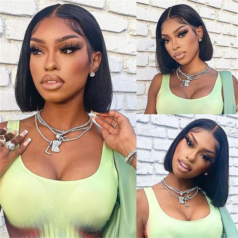 Flash Sale | Wear And Go Yaki Straight 7×6/13×6 Glueless Bob Human Hair Wigs Pre-bleached - sterlyhair