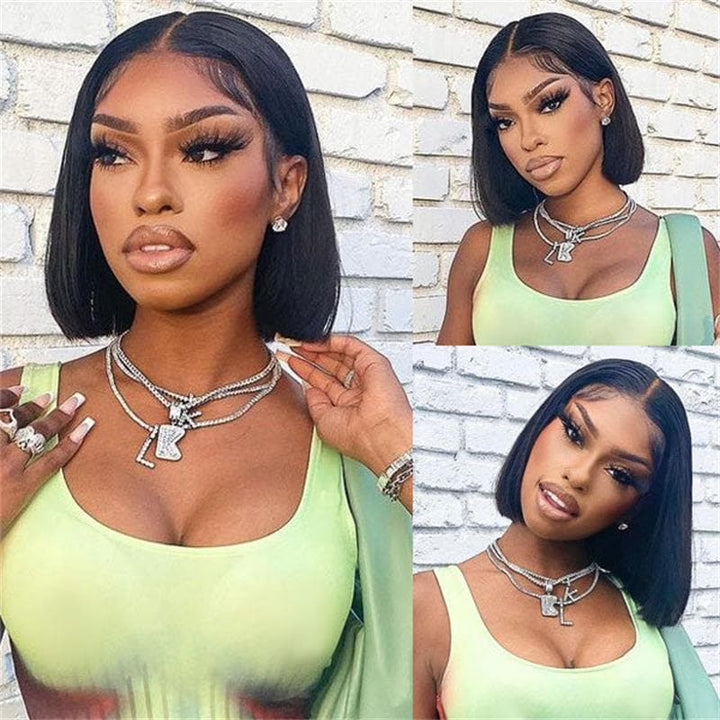 Flash Sale | Wear And Go Yaki Straight 7×6/13×6 Glueless Bob Human Hair Wigs Pre-bleached - sterlyhair