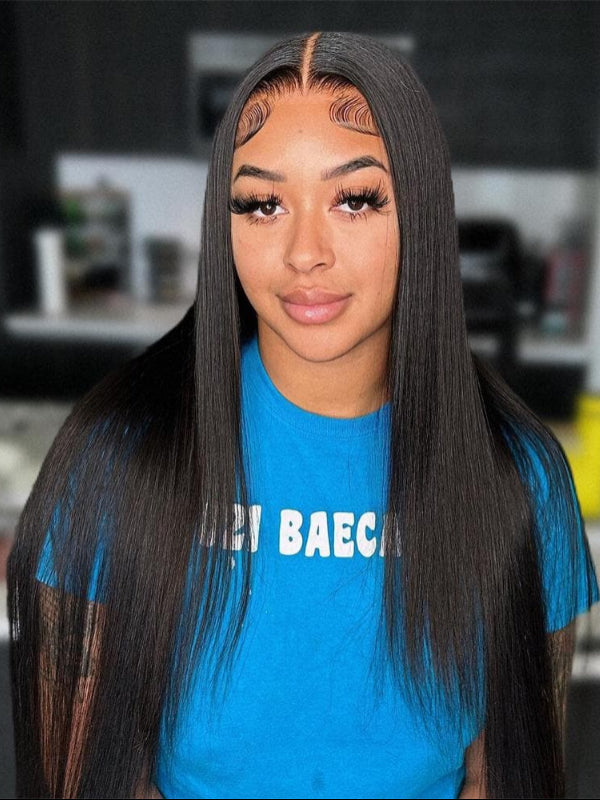 #1 Jet Black Glueless 13x6 Straight Hair With Drawstring 100% Human Hair Wigs - sterlyhair