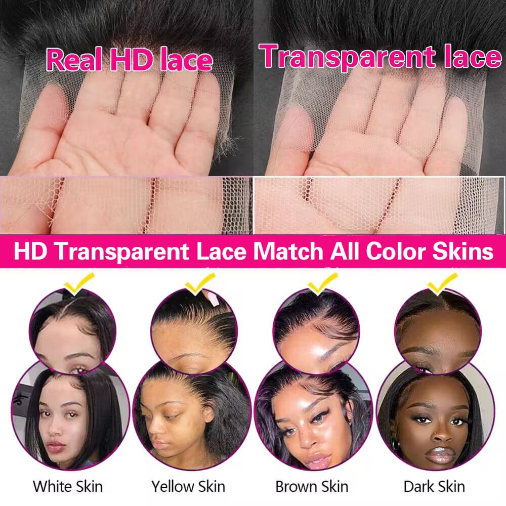 Sterly 5x5 HD Transparent Lace Closure Wigs Human Hair Silk Straight Hair Wigs