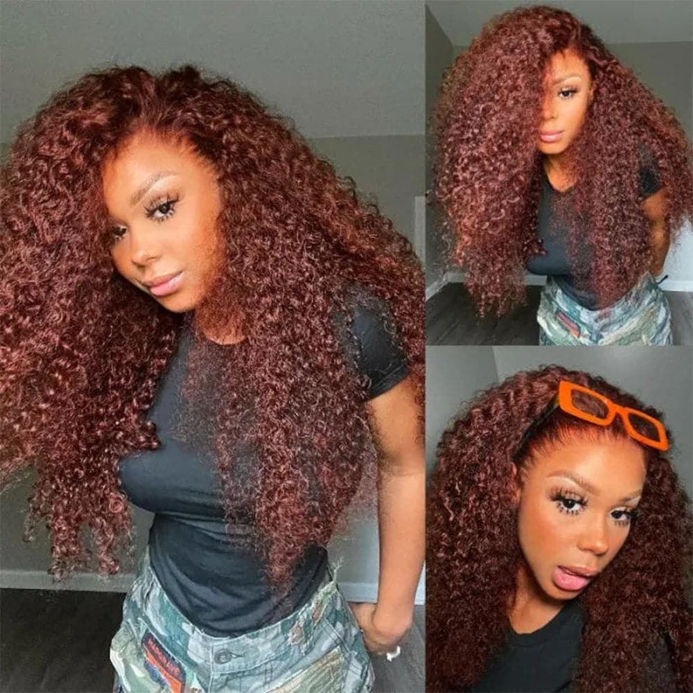 Sterly Reddish Brown Hair Wig Auburn Curly Lace Front Wigs Human Hair - sterlyhair