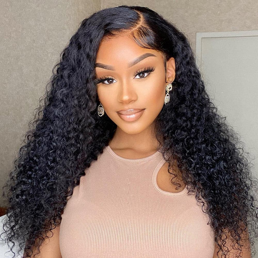 Deep Curly 13×4 HD Transparent Lace Front Human Hair Wigs Sterly Hair