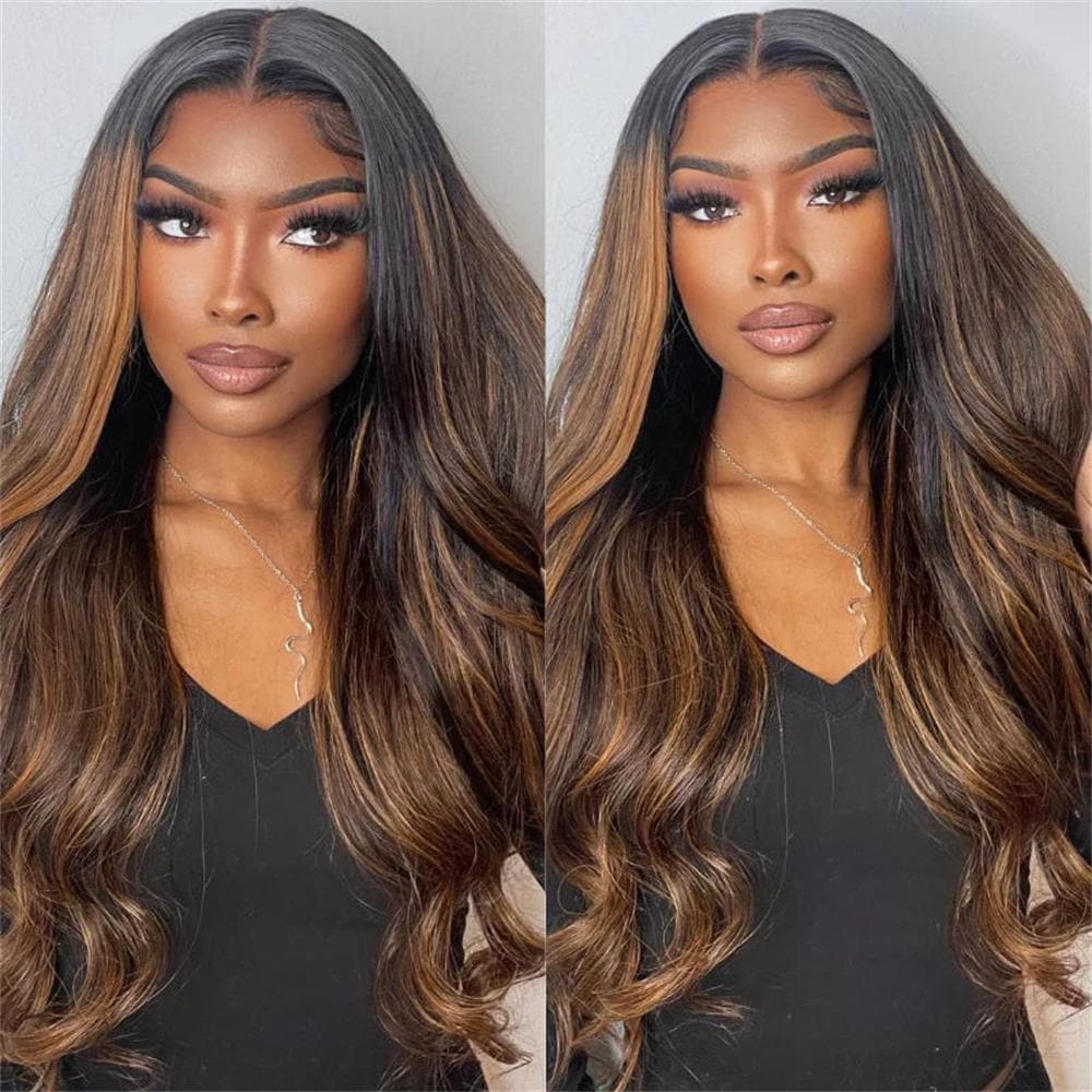 Sterly #FB30 Balayage Colored Highlight Wig Transparent Lace Body Wave Frontal Wigs