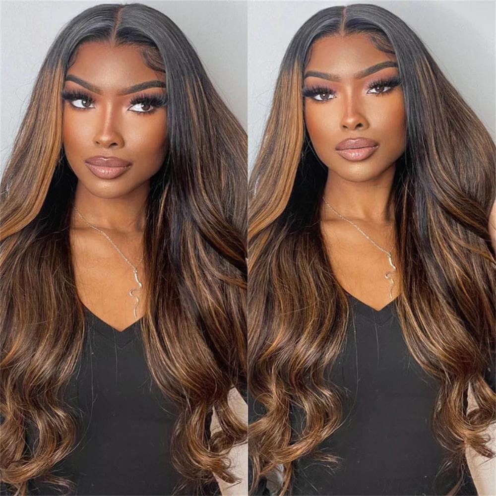 Sterly #FB30 Balayage Colored Highlight Wig Transparent Lace Body Wave Frontal Wigs - sterlyhair