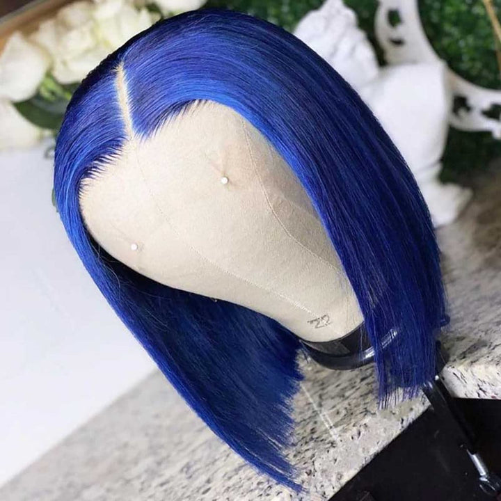 Sterly Dark Blue Wig Straight Colored Short Bob Human Hair - sterlyhair