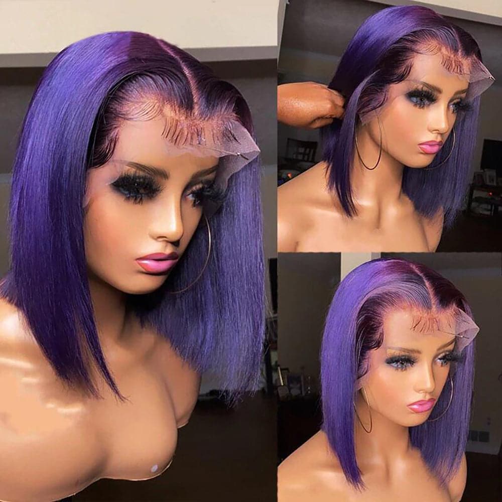 Sterly Dark Purple Bob Wig Colored Straight Bob Human Hair Wigs - sterlyhair