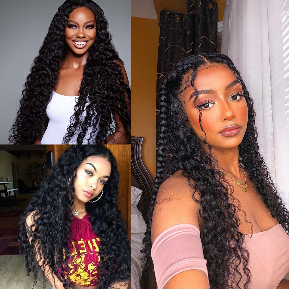 Sterly Undetectable HD Lace Closure 4x4 with 3 Bundles Deep Wave With Baby Hair