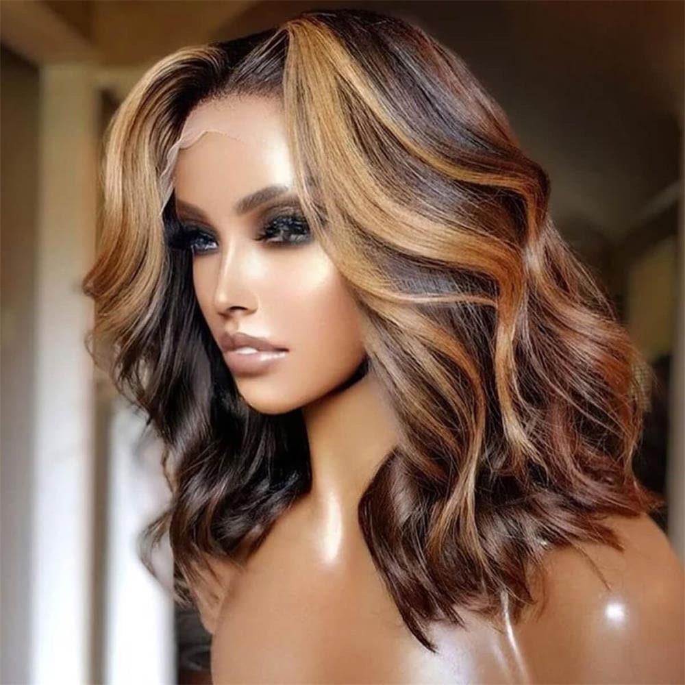 Sterly P4/27 Highlight Colored Short Body Wave Bob 180% Density - sterlyhair