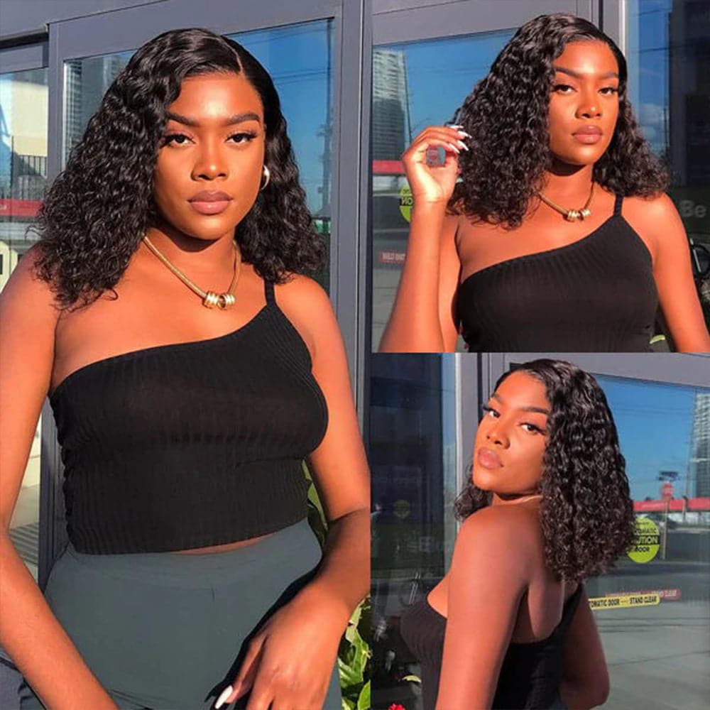 Sterly Glueless 13x6 Deep Wave Bob Wig Human Hair Wig 180% Density - sterlyhair