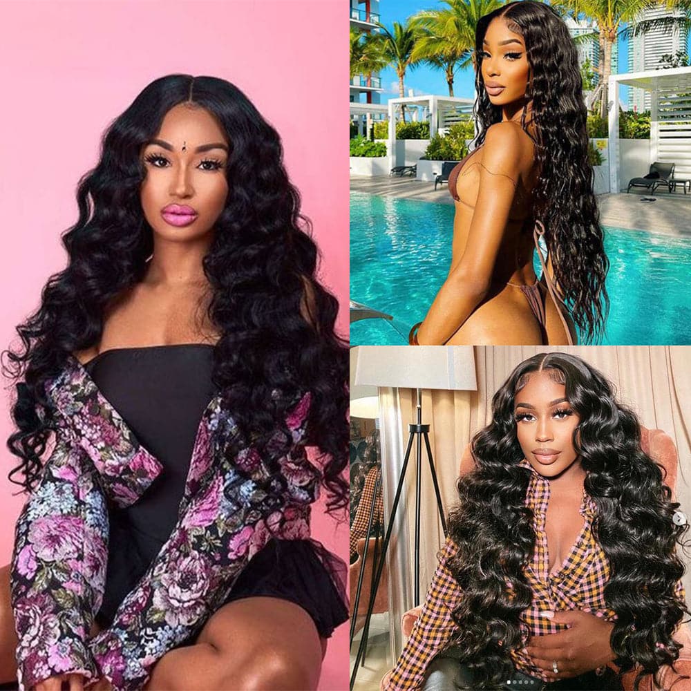 Sterly Hair 3 Bundles Loose Wave Virgin Hair with 13×4 Transparent Lace Frontal