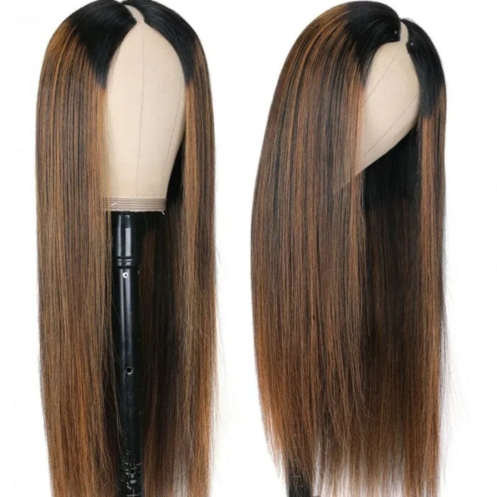 22-32inch #FB30 Balayage Glueless V Part Straight Hair Wigs No Code Needed!