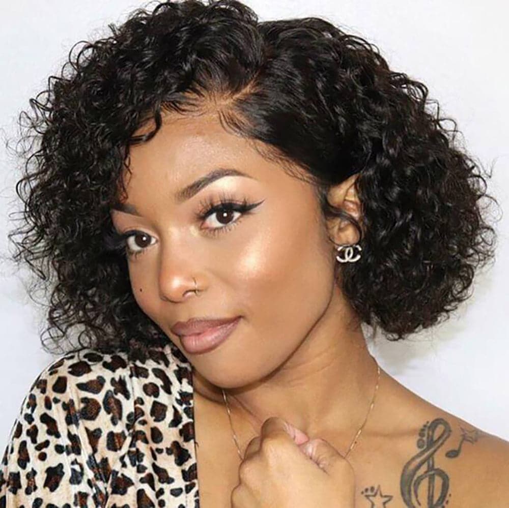 Sterly Short Pixie Cut Glueless Curly Wig Lace Front Human Hair Wigs