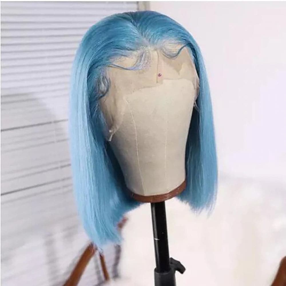 Sterly Light Blue Bob Wig Colored Straight Bob Human Hair Wigs - sterlyhair