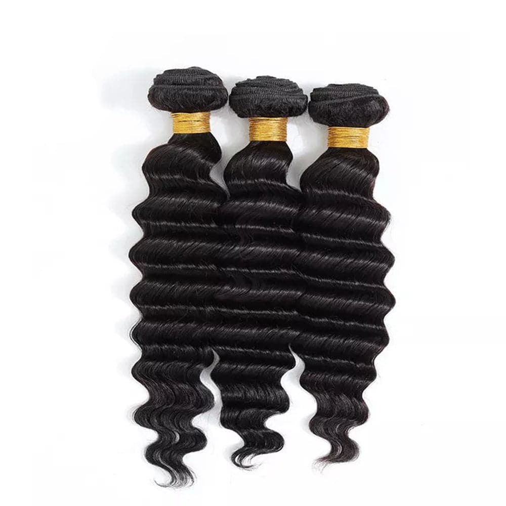 Sterly Unprocessed Loose Deep Wave Virgin Hair 3 Bundles with 4×4 Lace Closure Hand-tied