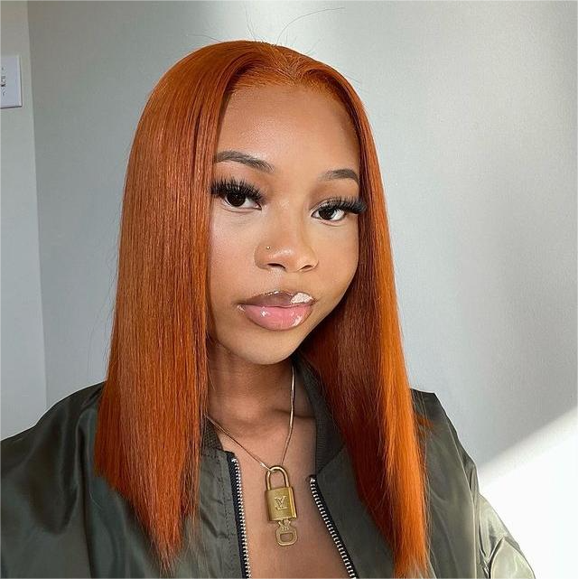 Sterly Straight Colored Short Bob Wig Orange Ginger Human Hair Wigs For Black Women - sterlyhair
