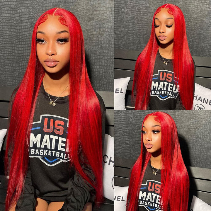 Sterly Red Lace Front Wigs Transparent Lace 13×6 Body Wave Human Hair Wigs For Women - sterlyhair