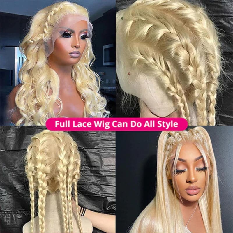 #613 Blonde Full Lace Human Hair Wigs Straight/Body Wave Lace Frontal Wig - sterlyhair