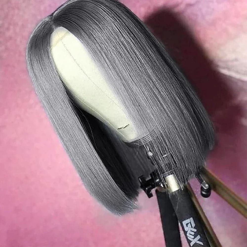 Sterly Silver Grey Bob Lace Front Wig Colored Short Bob Human Hair Wigs - sterlyhair