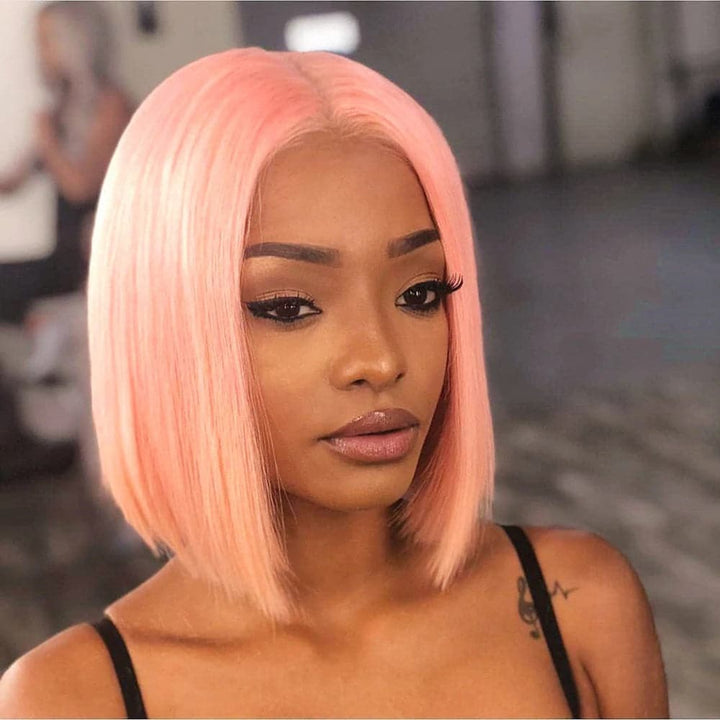 Sterly Pink Color Bob Lace Front Wig Colored Human Hair Bob Wigs - sterlyhair