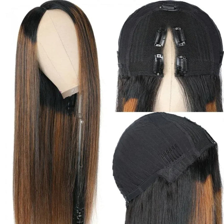 FB30 New Drawstring Straight V Part Wig No Leave Out And No Sew In Human Hair Wigs - sterlyhair
