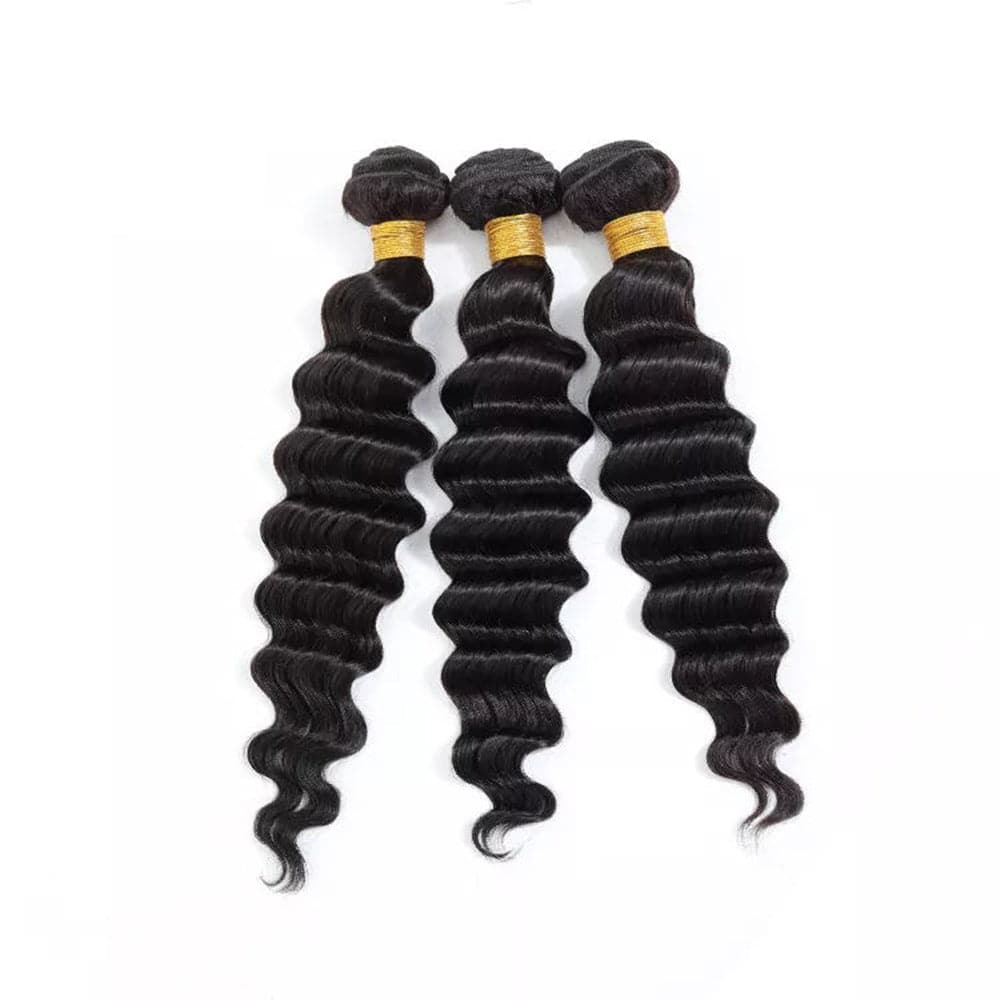 Sterly Unprocessed Loose Deep Wave Virgin Hair 3 Bundles with 13×4 Lace Frontal Hand-tied