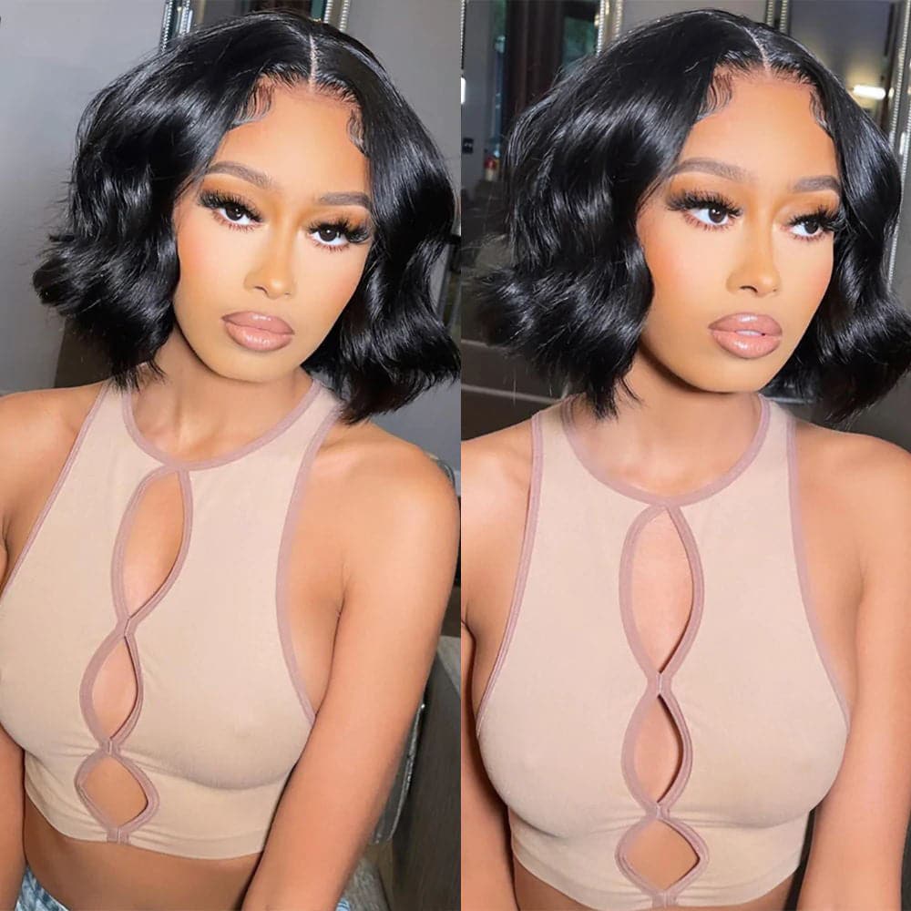 Sterly 13x6 Body Wave Bob Wig Transparent Lace Colored Bob Wig Short 180% Density
