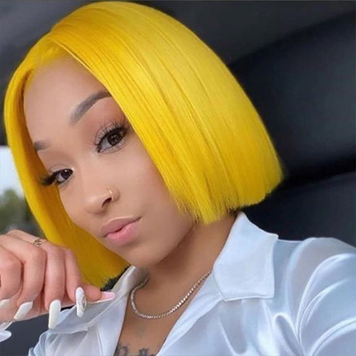 Sterly Yellow Wig Straight Short Bob Human Hair - sterlyhair