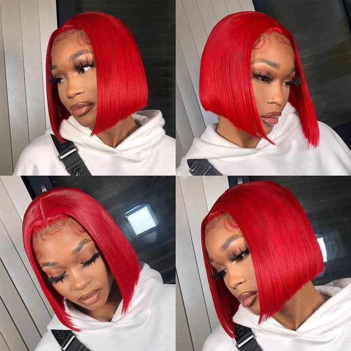 Sterly Red Wig Straight Colored Short Bob Human Hair Wigs - sterlyhair