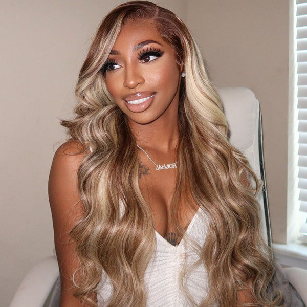 Sterly P4/613 Piano 13×4 Lace Frontal Wig Brown with Blonde Highlights Wig