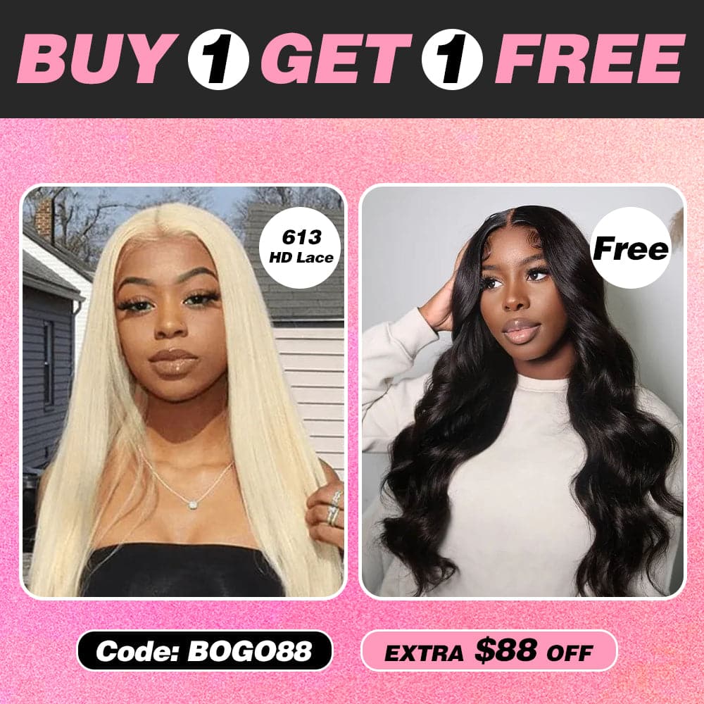 BOGO : Buy 613 13×4 Straight Wig 150% Get A Free Wig 24inch Long Wig Or A Cute Bob Wig