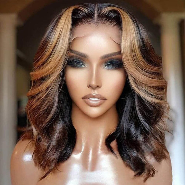 Sterly P4/27 Highlight Colored Short Body Wave Bob 180% Density - sterlyhair