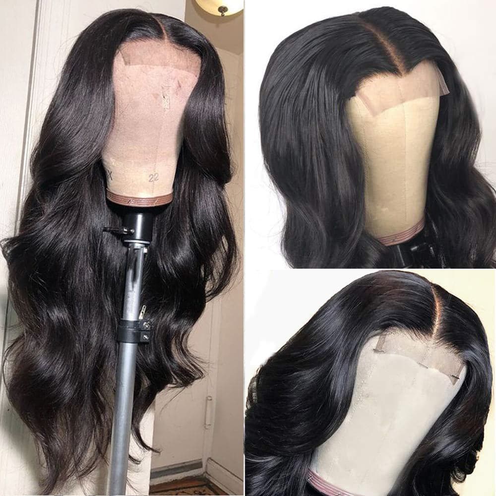 Sterly Affordable 4×4 HD Transparent Body Wave Closure Lace Wigs Human Hair