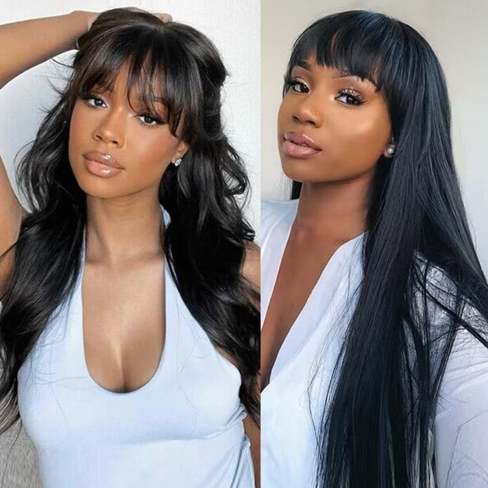 22-32inch Glueless Human Hair Wigs With Bangs No Code Needed!